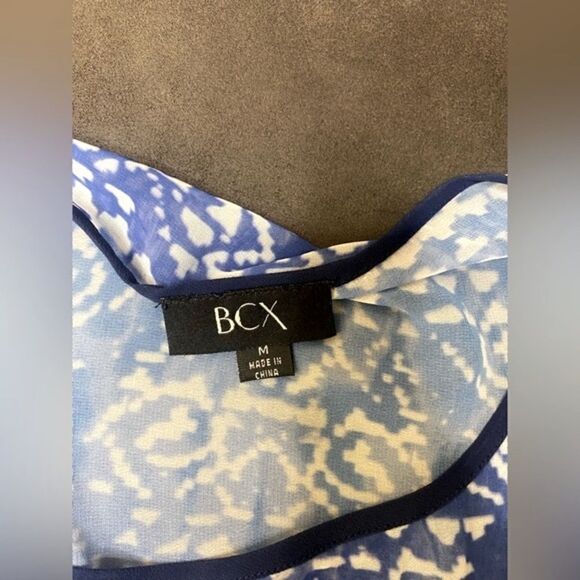 BCX Blue and White Ombré Beaded Cold Shoulder Top/Blouse - Picture 8 of 11